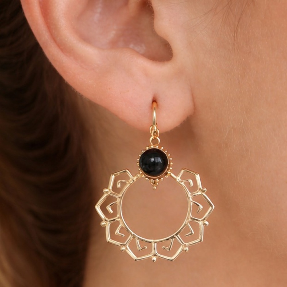 Boho dangle lotus hoops NWT